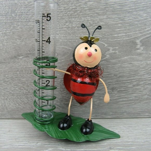 Yard Decor Garden Outdoor Ladybug Rain Gauge - Picture 4 of 12